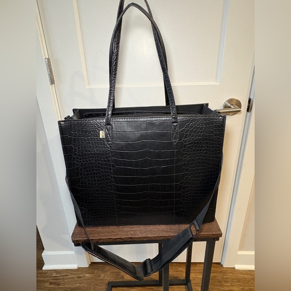 Beis Large Work Tote Black Croc